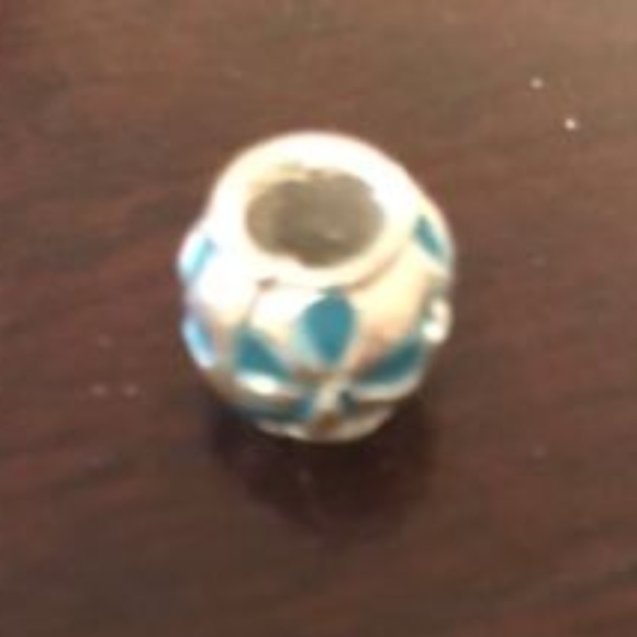 Silver and Blue Charm for Bracelet - Flower Design - Picture 5 of 5